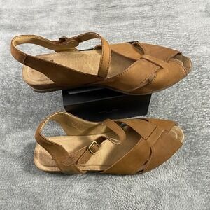 Earth Origins Sandals Women 8.5 Almond Percy Leather Slingback Peep Toe 2020S